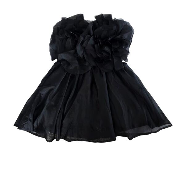 Bardot Black Fleurette Flower Appliques Strapless Mini Dress Fit & Flare Size 8 - Picture 5 of 11